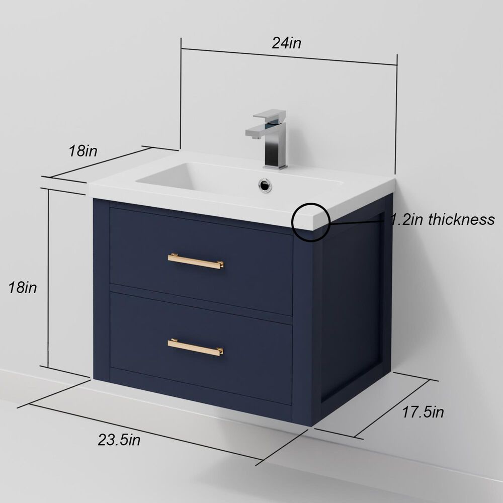 Lexora Home Castor 24" Single Bathroom Vanity in Blue with White Acrylic Top and Rectangular Sink, , large