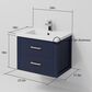 Lexora Home Castor 24" Single Bathroom Vanity in Blue with White Acrylic Top and Rectangular Sink, , large