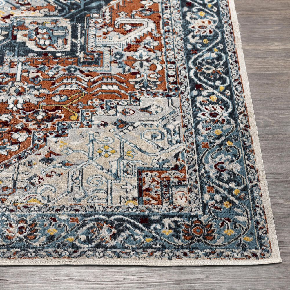 Surya Lavadora 2&#39;7&quot; x 7&#39;3&quot; Ink Blue, Brick Red, Mustard, Gray, Light Beige and Cream Runner, , large