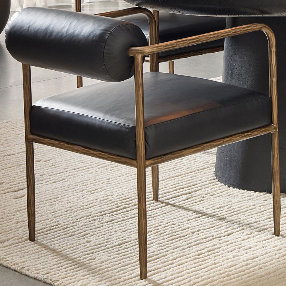 Club Collection By Sunpan Ajani Arm Chair with Charcoal Black Cushion in Antique Brass, , large