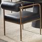 Club Collection By Sunpan Ajani Arm Chair with Charcoal Black Cushion in Antique Brass, , large