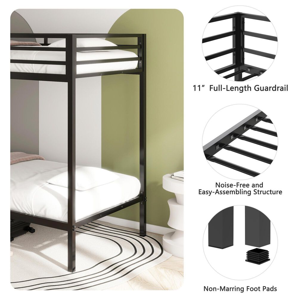 Hearth and Haven Adam Twin over Twin Bunk Bed in Black, , large