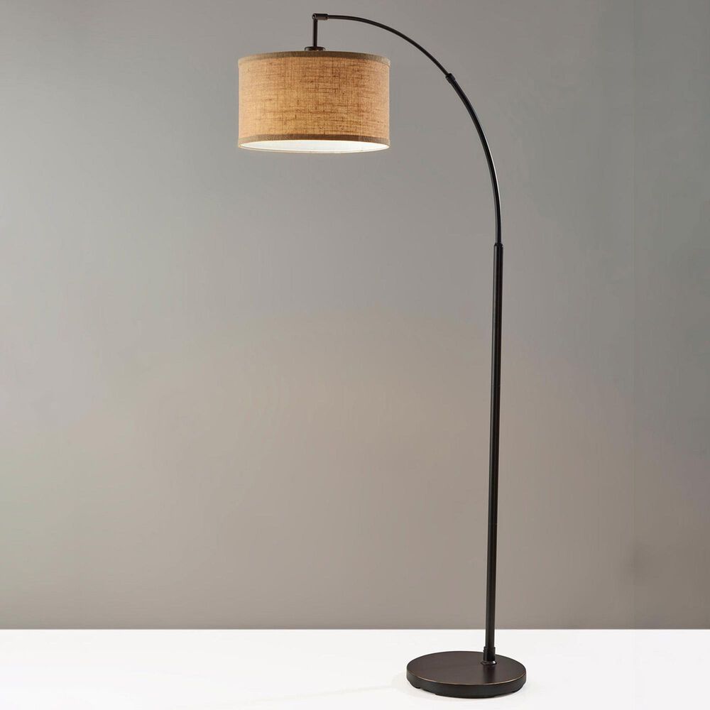Adesso Burlap Arc Floor Lamp in Antique Bronze, , large