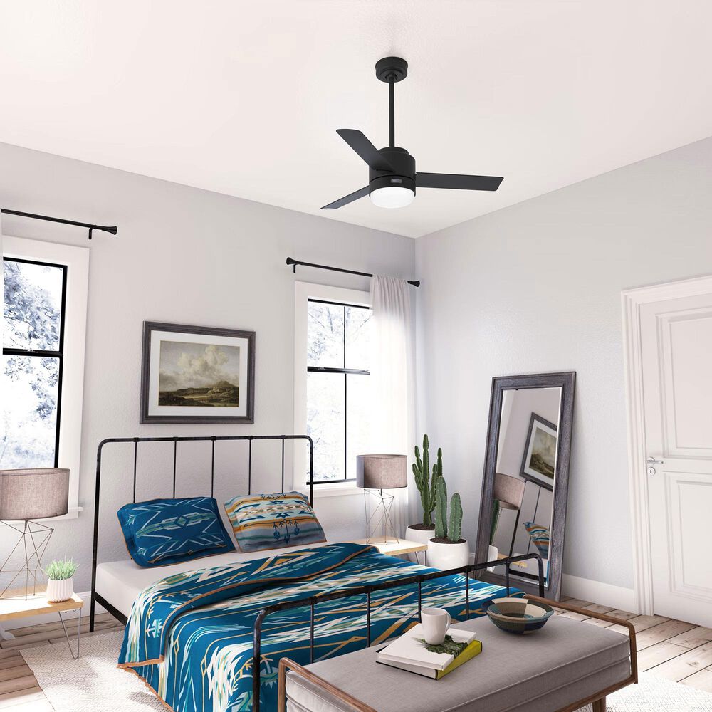 Hunter Gilmour 44&quot; Outdoor Ceiling Fan with LED Lights in Matte Black, , large