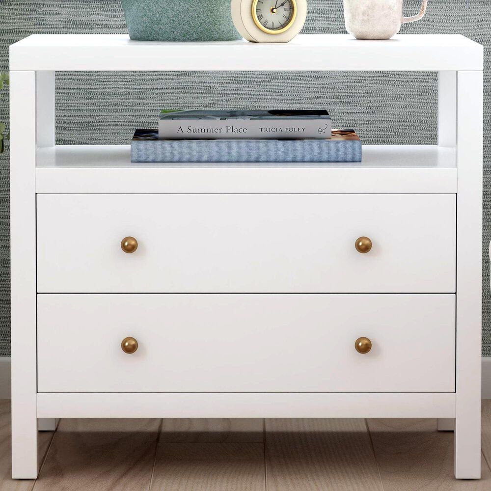 Butler Specialty Company Nora 2-Drawer Wide Nightstand with Open Shelf in Smooth White, , large