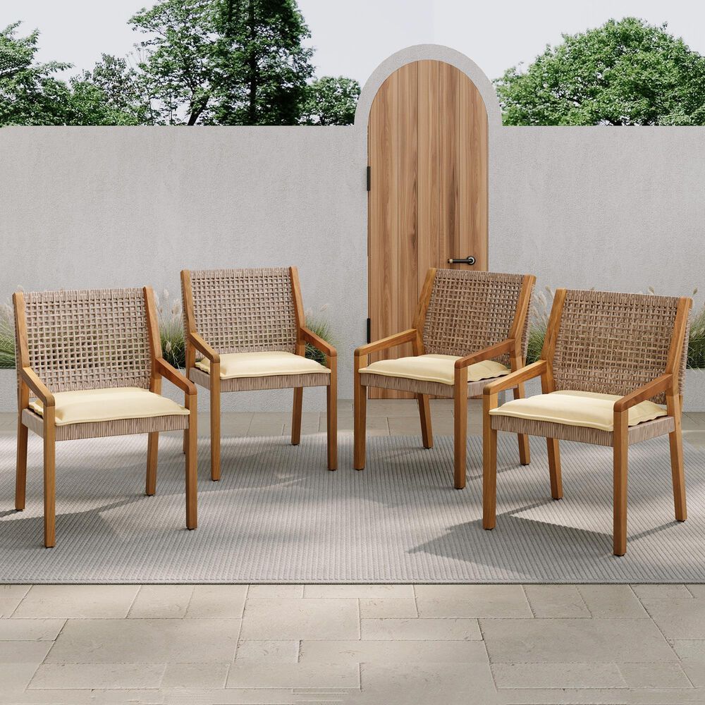 Hearth and Haven Outdoor Dining Chair in Cream (Set of 4), , large