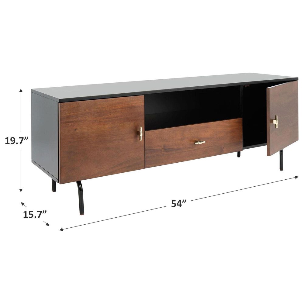 Safavieh Genevieve 54&quot; Media Stand in Black and Walnut, , large