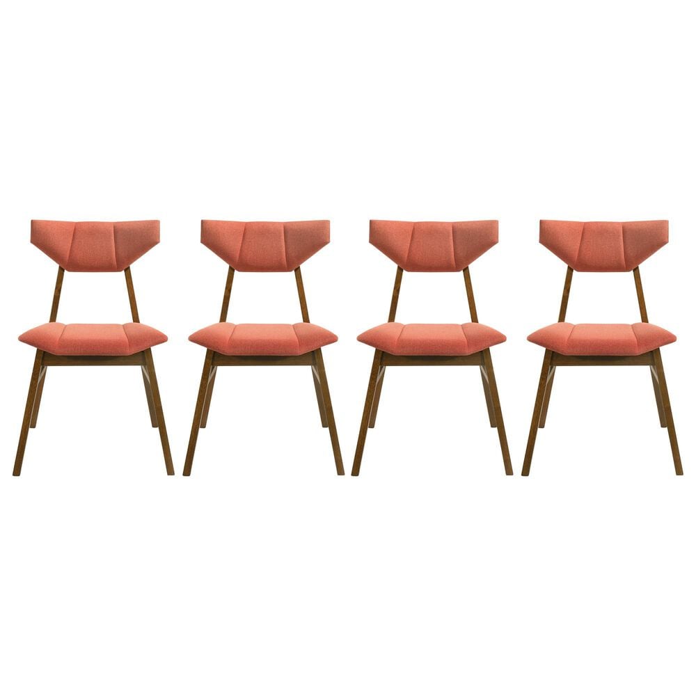 Armen Living Amaris Side Chair with Poppy Upholstery in Warm Walnut (Set of 4), , large