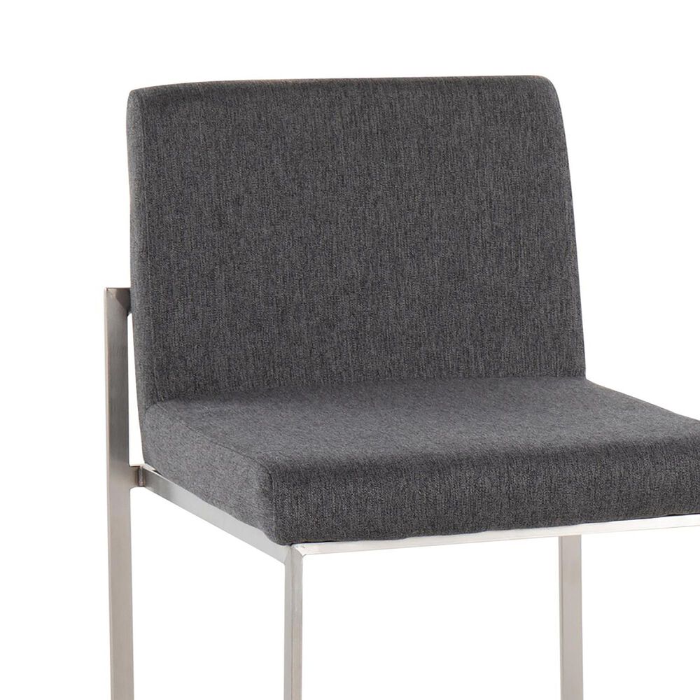 Lumisource Fuji High Back Counter Stool with Charcoal Fabric Cushion in Stainless Steel &#40;Set of 2&#41;, , large