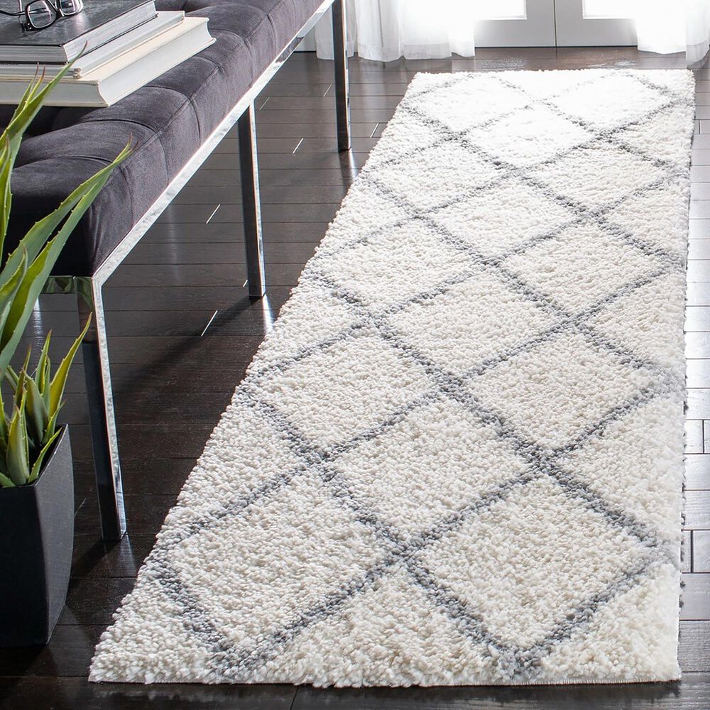 Safavieh Parma Shag PMA515A 2&#39;3&quot; x 7&#39; Cream and Grey Runner, , large