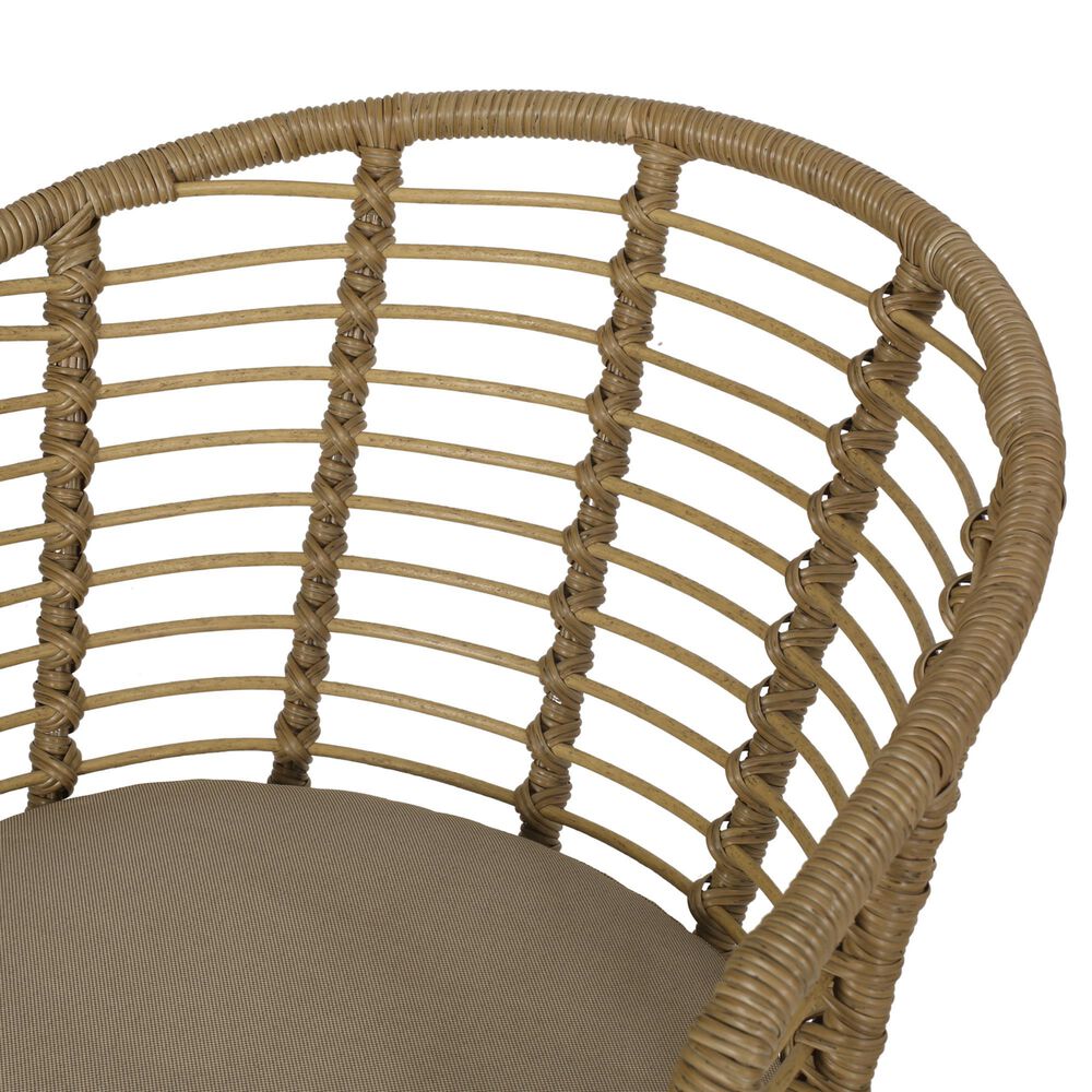 Hearth and Haven Randy Outdoor Arm Chair with Tub-Shaped Structure in Beige (Set of 2), , large