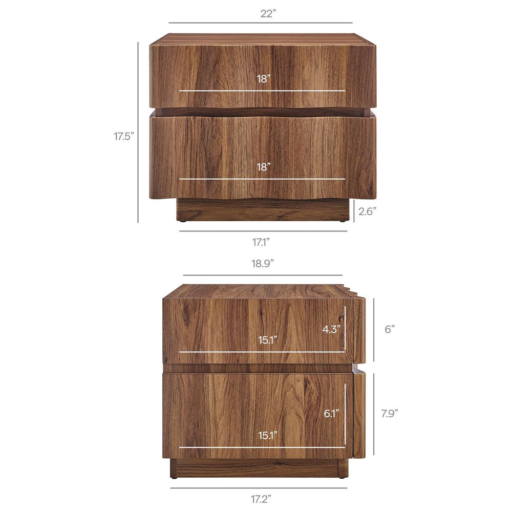 Modway Isola 2 Drawer Nightstand in Walnut, , large