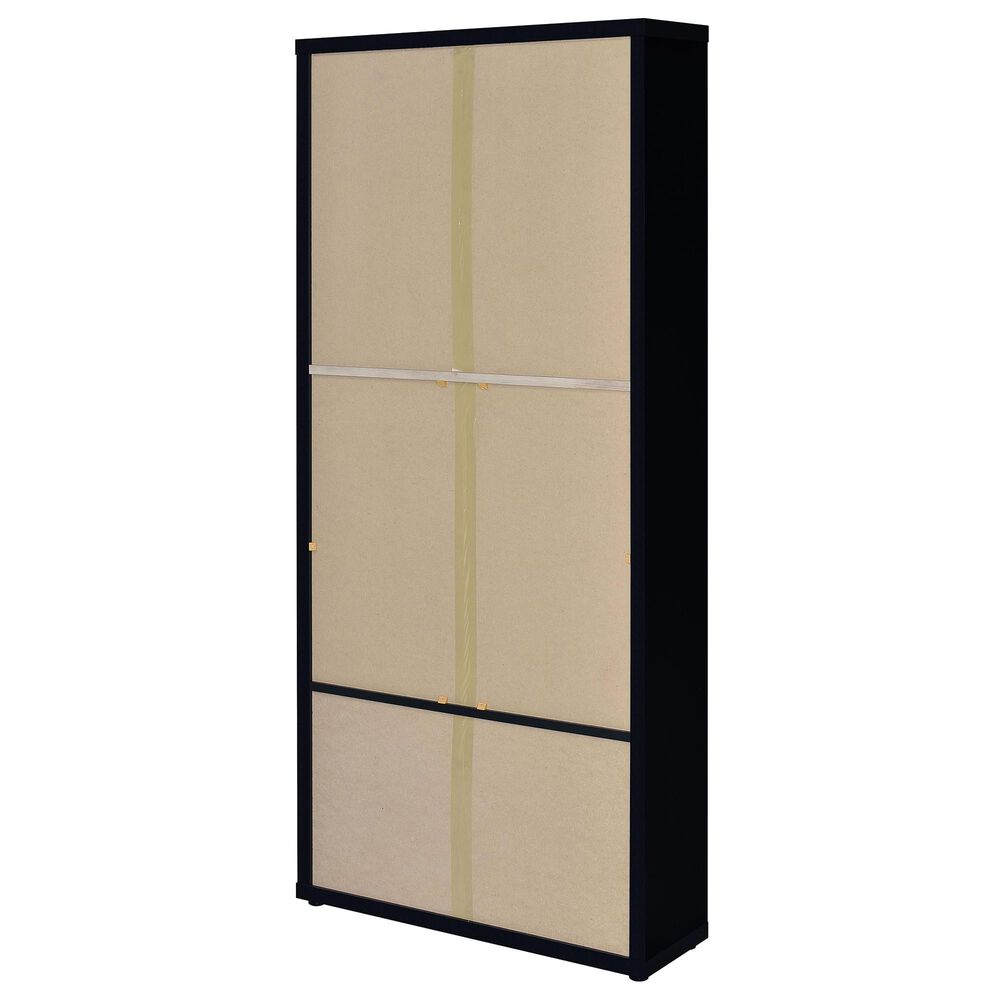 Coaster Hawthorne 4-Shelf Glass Door Tall Cabinet in Black, , large