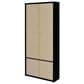 Coaster Hawthorne 4-Shelf Glass Door Tall Cabinet in Black, , large