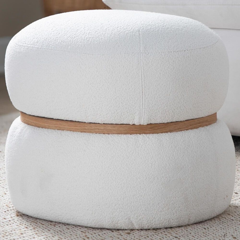 Lumisource Cinch Pouf Ottoman in Cream, , large