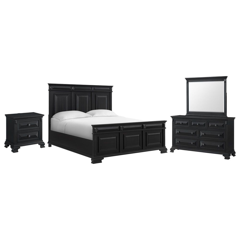 Mayberry Hill Passages 4-Piece King Panel Bedroom Set in Black, , large