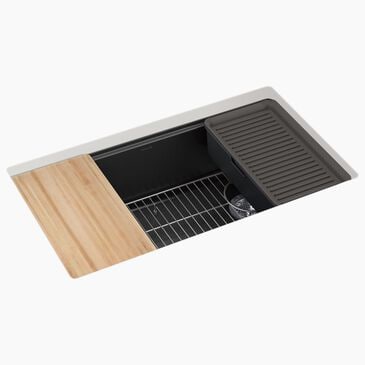 Kohler Billings 32.5" Undermount Single Bowl Workstation Kitchen Sink in Matte Black, , large