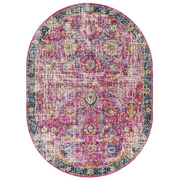 Surya Harput HAP-1013 6"7" x 9" Oval Garnet, Blue and Teal Area Rug, , large