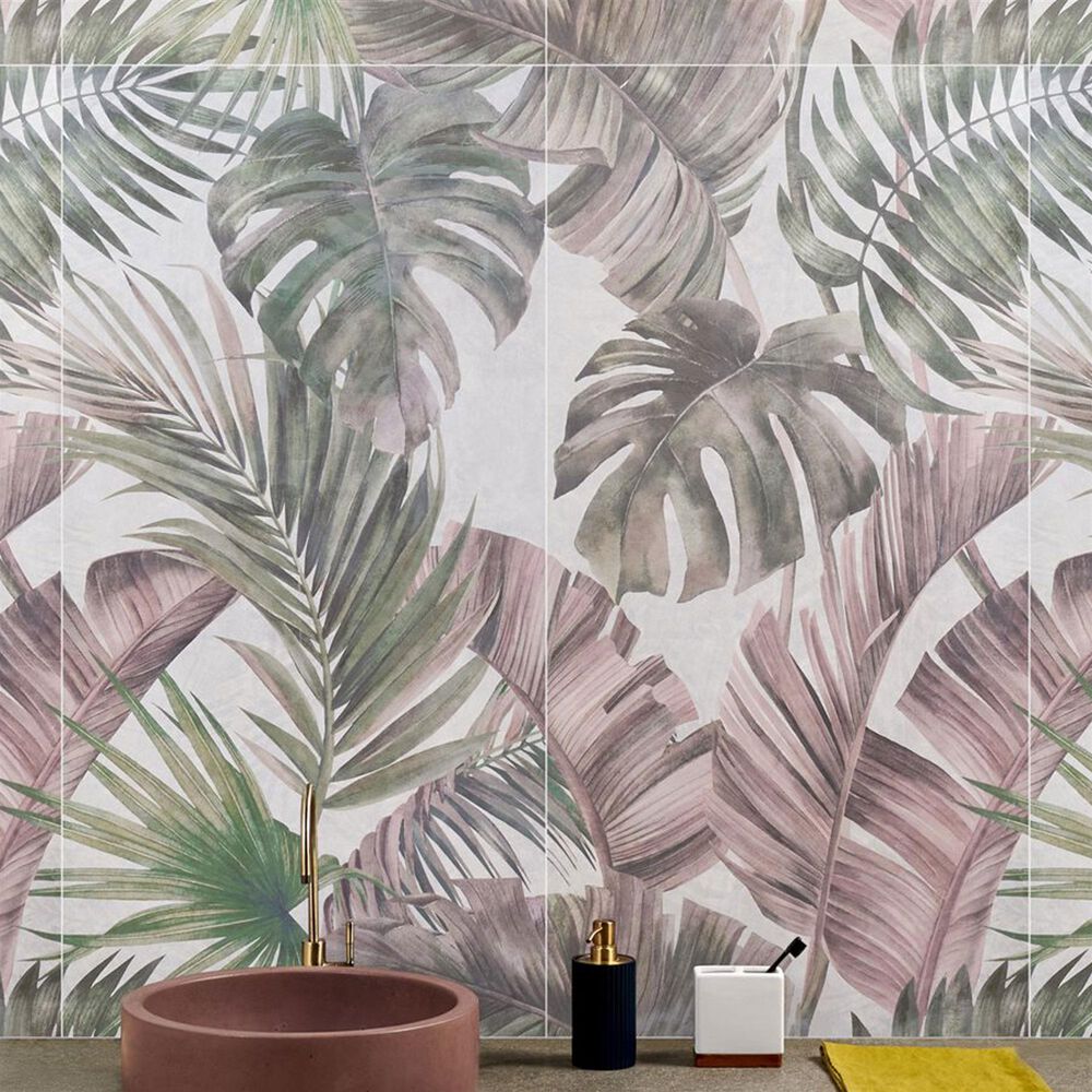 Soho Studio Artscape Fancy Wall Pink and Green 24" x 48" Porcelain Tile, , large