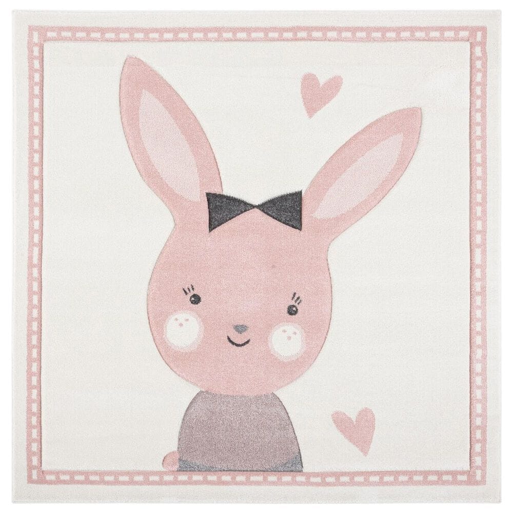 Safavieh Carousel CRK166 5"3" Square Ivory and Pink Kids  Area Rug, , large