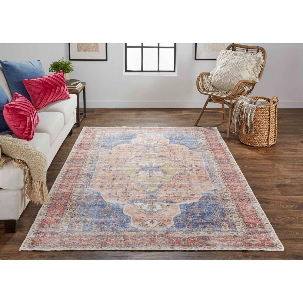 Feizy Percy 7&#39;10&quot; x 9&#39;10&quot; Rust and Blue Area Rug, , large