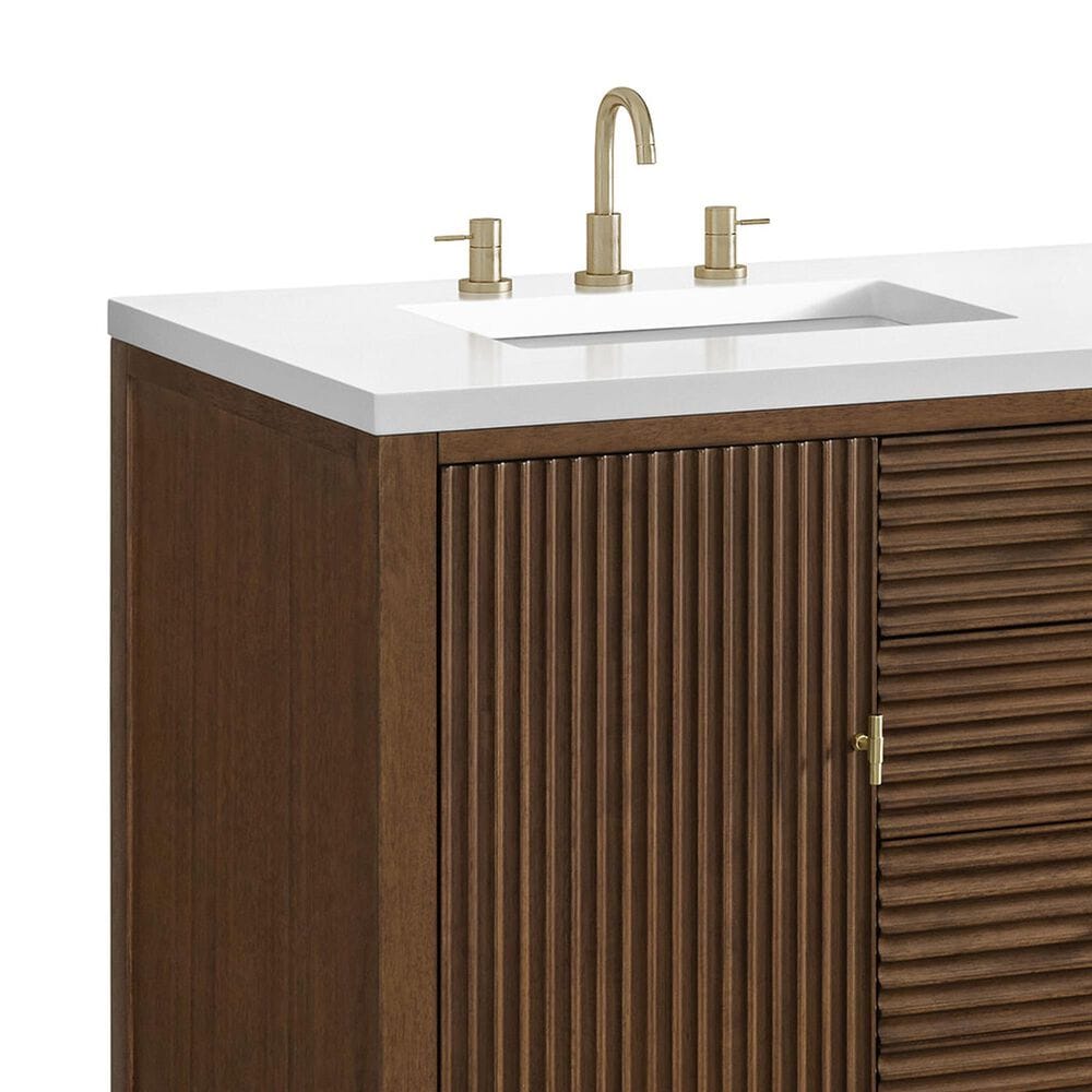 James Martin Vanities Mirin 60&quot; Double Vanity in Mid Century Walnut with 3 cm White Zeus Quartz Top, , large