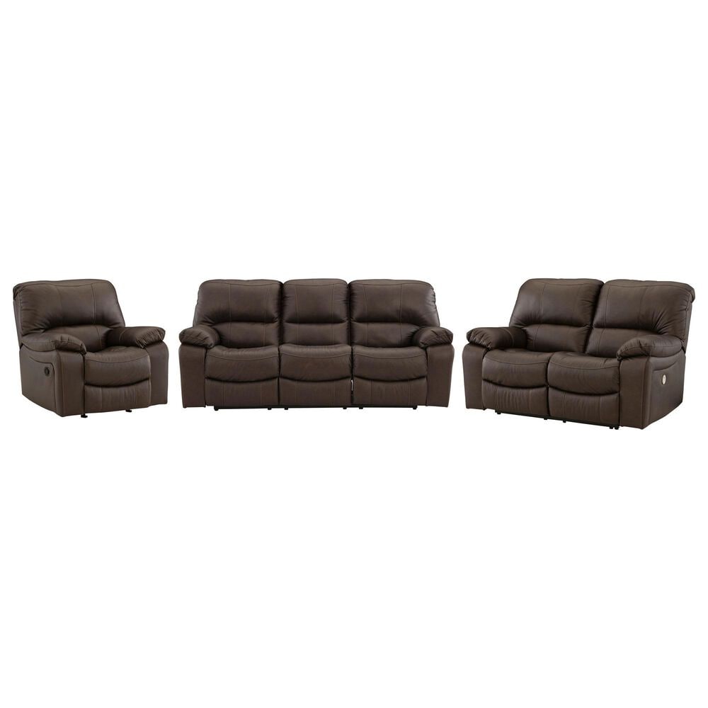 Ashley Leesworth 3-Piece Power Reclining Living Room Set in Dark Brown, , large