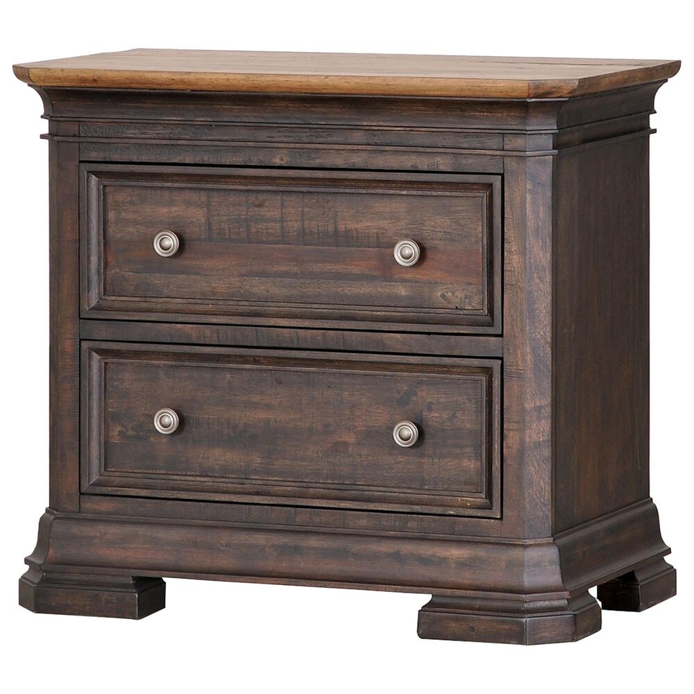 Cedar and Sage Grand Louie 2 Drawer Nightstand in Ebony and Wheat, , large