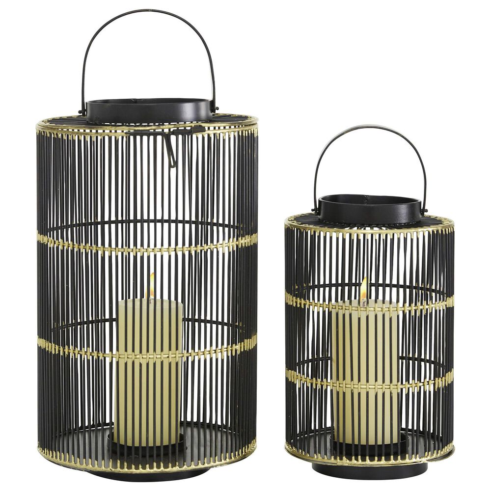 Maple and Jade Contemporary Metal Lantern in Black (Set of 2), , large