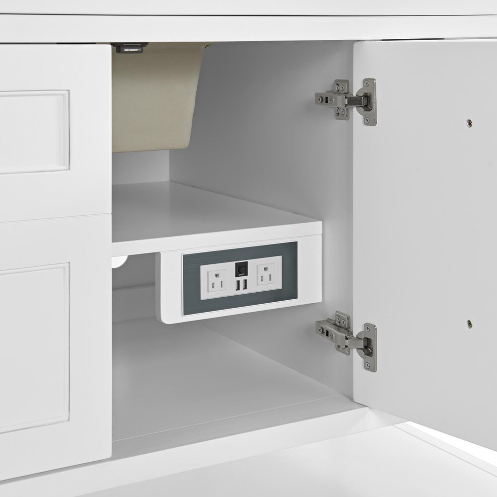 James Martin Vanities Breckenridge 60" Single Bathroom Vanity in Bright White with 3 cm White Zeus Quartz Top and Rectangular Sink, , large