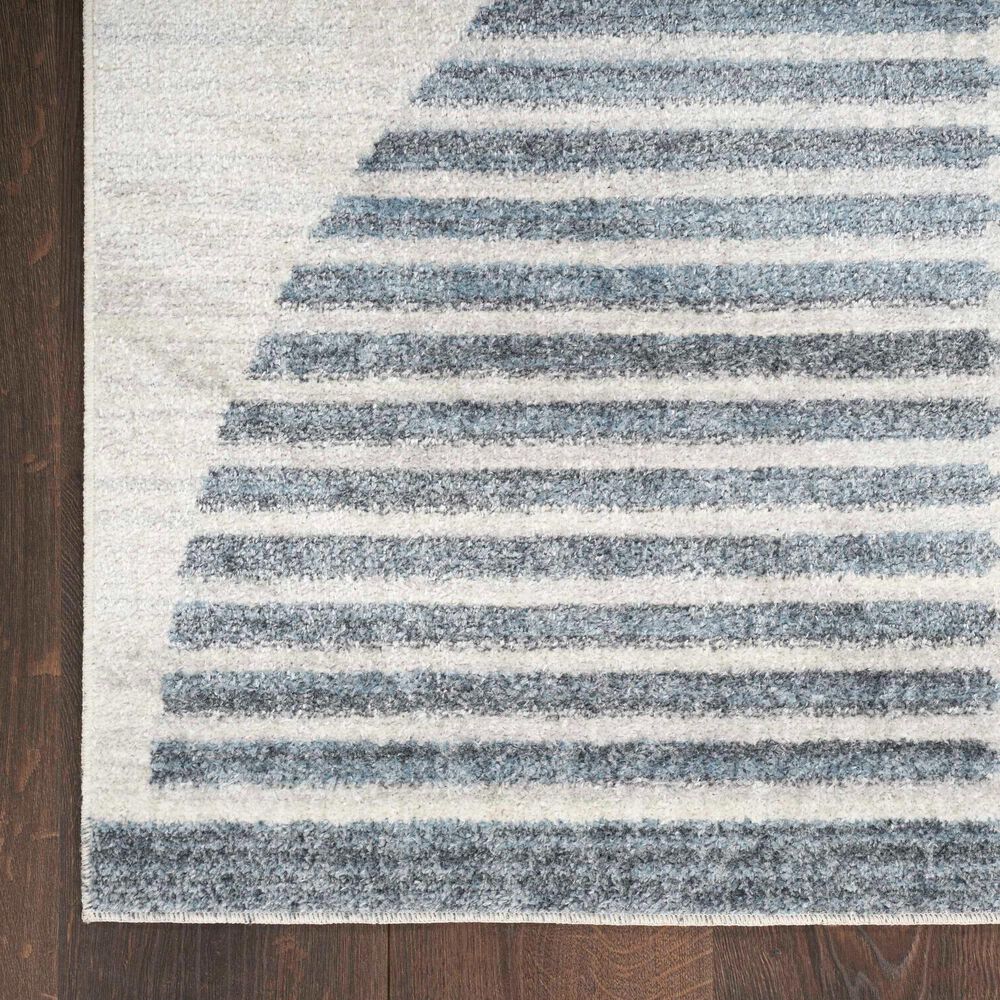 Nourison Astra Machine Washable ASW03 6&#39;7&quot; x 9&#39; Ivory and Blue Area Rug, , large