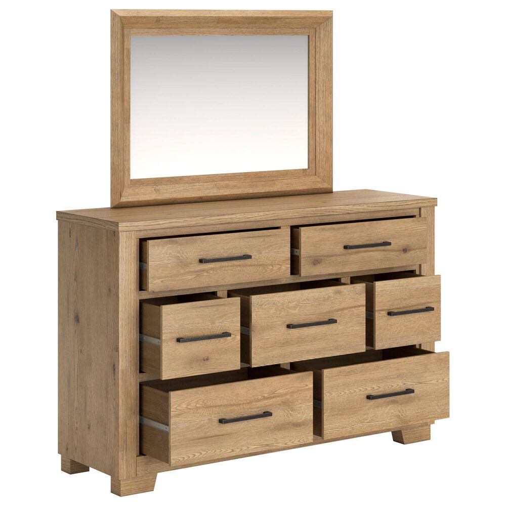 Ashley Galliden Dresser and Mirror in Light Brown, , large