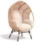 Hearth and Haven Outdoor Egg Chair with Lattice Back Natural in Beige, , large