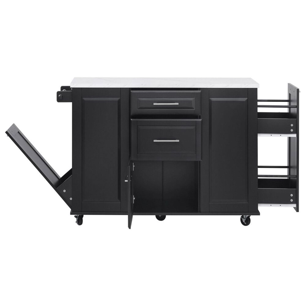 HOMLUX 51" Kitchen Island with Tilt Trash Can Cabinet in Black, , large