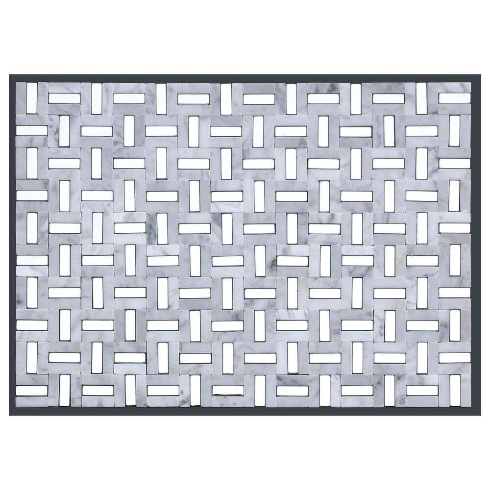 Emser Link White and Silver 12" x 17" Marble Mosaic Sheet, , large