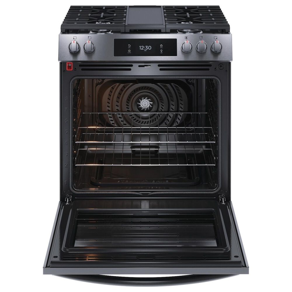 Frigidaire Gallery 30" Front Control Gas Range with Total Convection in Black Stainless Steel, , large