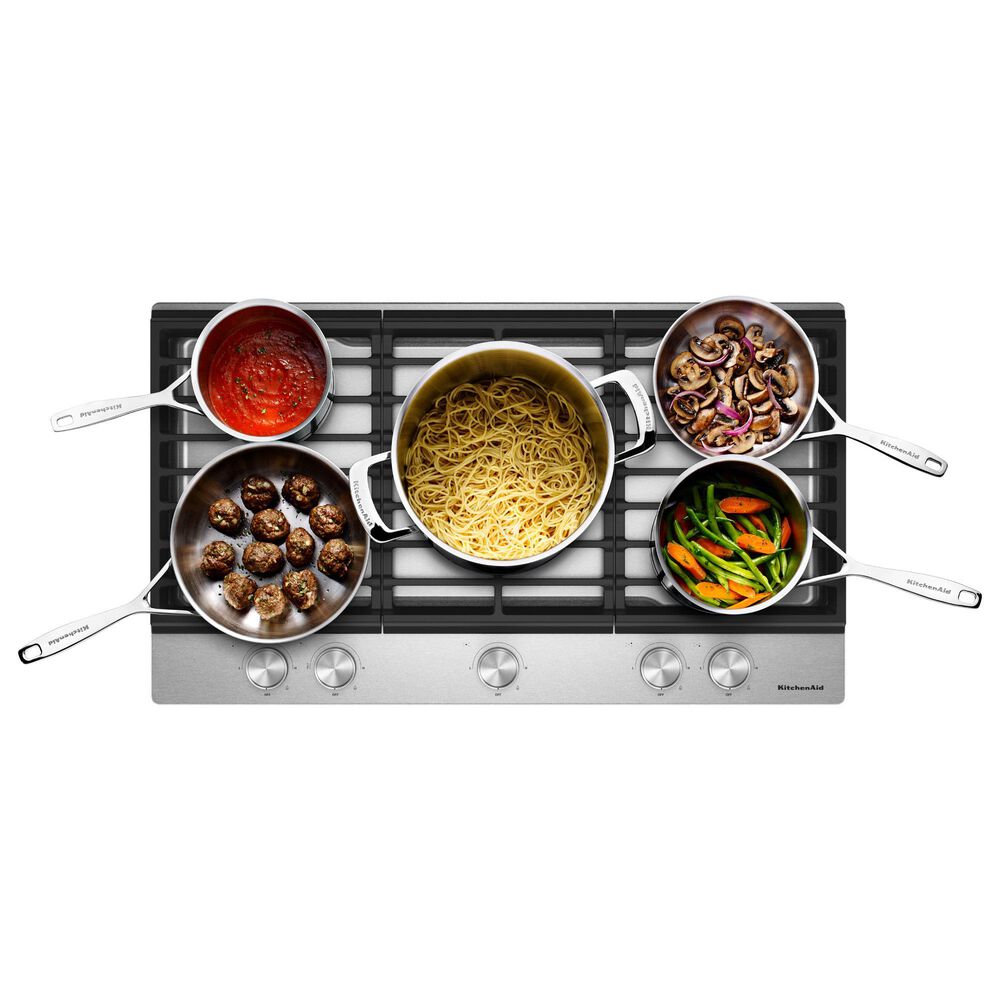 KitchenAid 36" Gas Cooktop with 5 Versatile Burners in Stainless Steel, , large