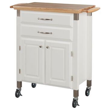 HOMESTYLES Dolly Madison Sage Green Kitchen Cart with Natural Wood