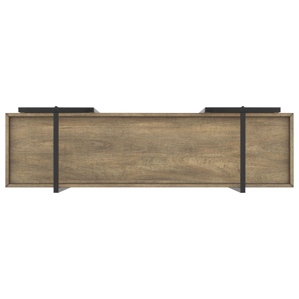 Ashley Montia 76&quot; Bookcase in Light Brown and Gunmetal Gray, , large