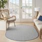 Nourison Courtyard Ivory and Blue 5" x 8" Oval Indoor/Outdoor Area Rug, , large