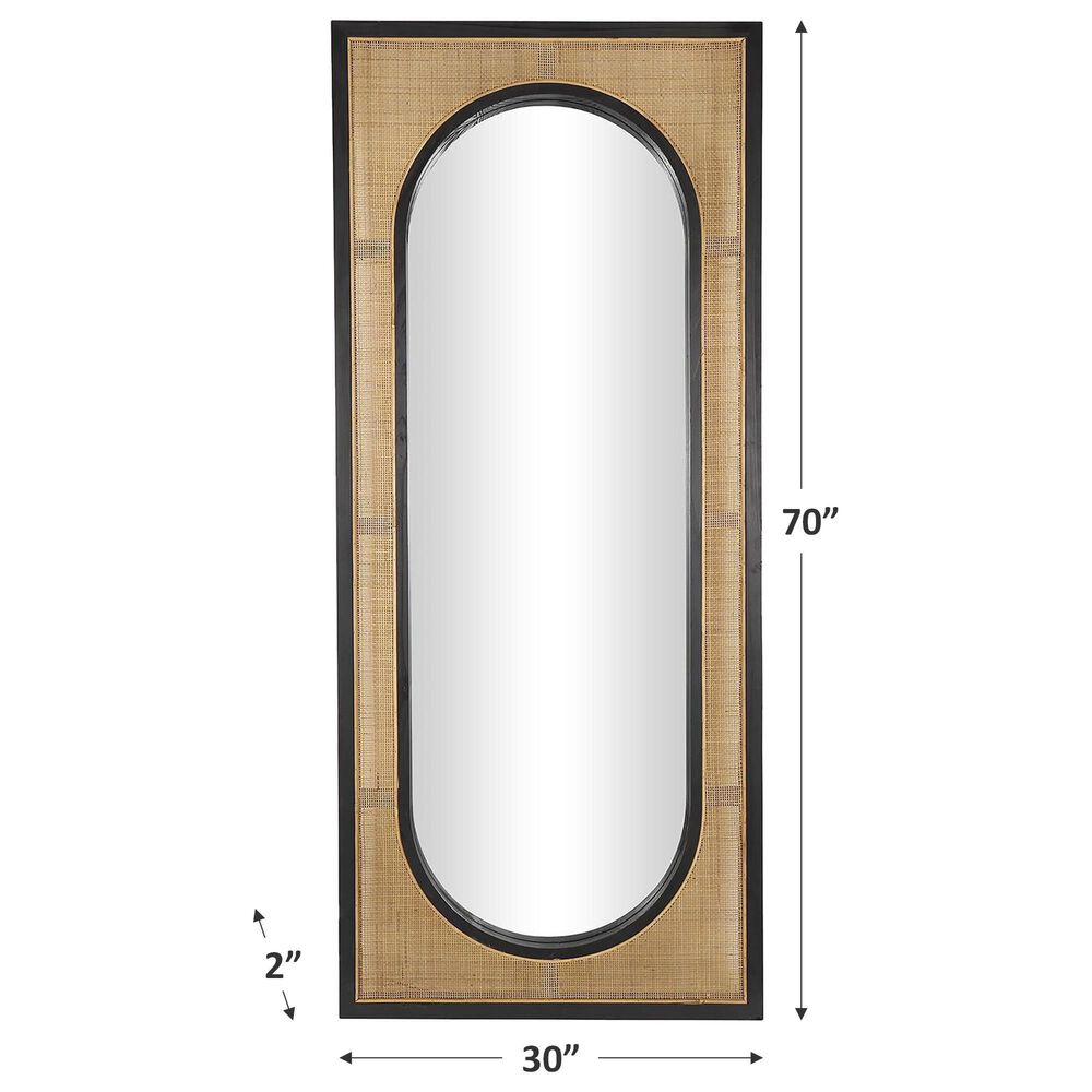 Maple and Jade Rattan Leaner Wall Mirror in Brown and Black, , large