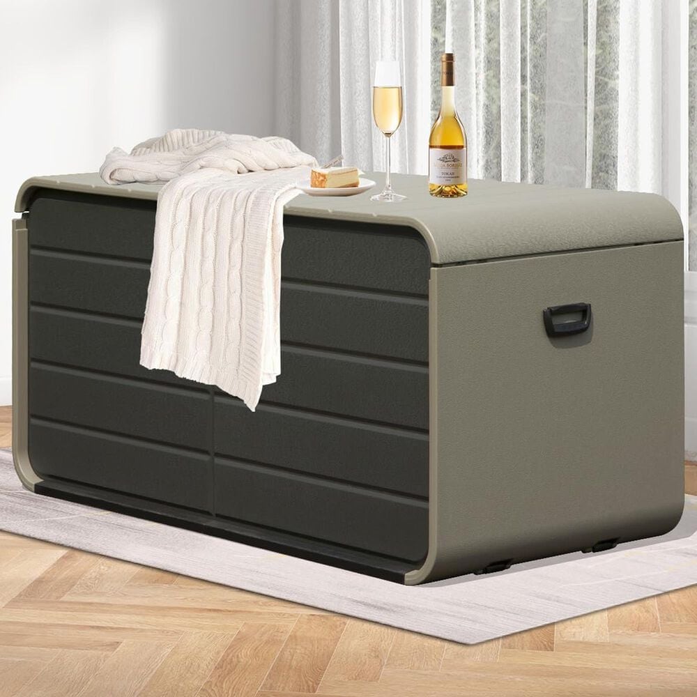 HOMLUX 200-Gallon Outdoor Storage Deck Box in Gray, , large