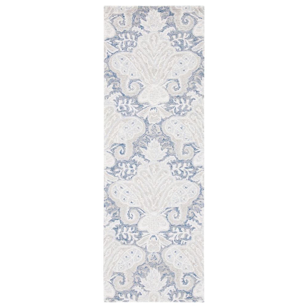 Safavieh Micro-Loop MLP539M 2"3" x 7" Blue and Ivory Runner, , large