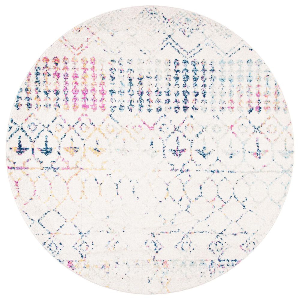 Safavieh Tulum 5" Round Ivory and Blue Area Rug, , large