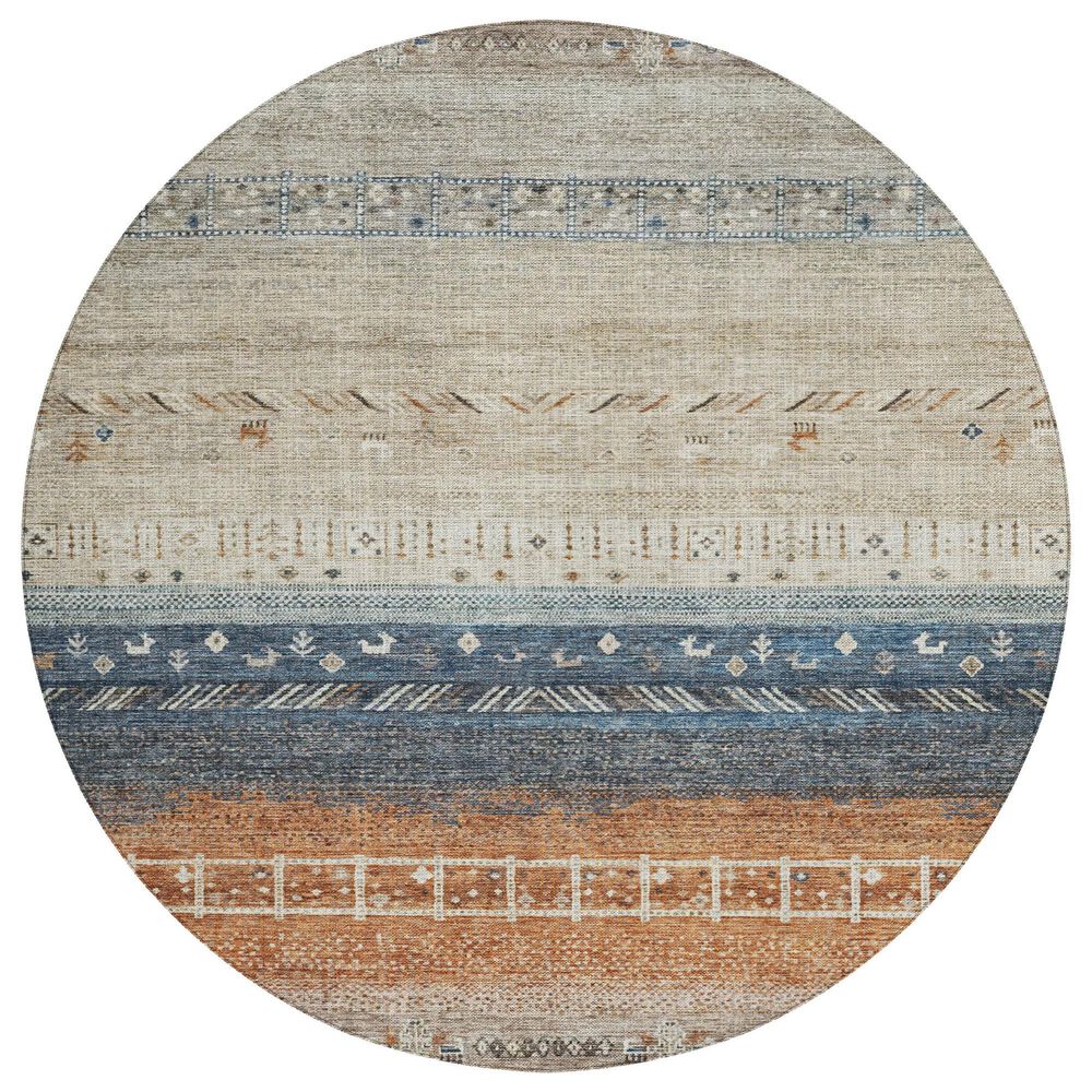 Dalyn Rug Company Karaj KJ7 8" Round Brown Indoor/Outdoor Area Rug, , large