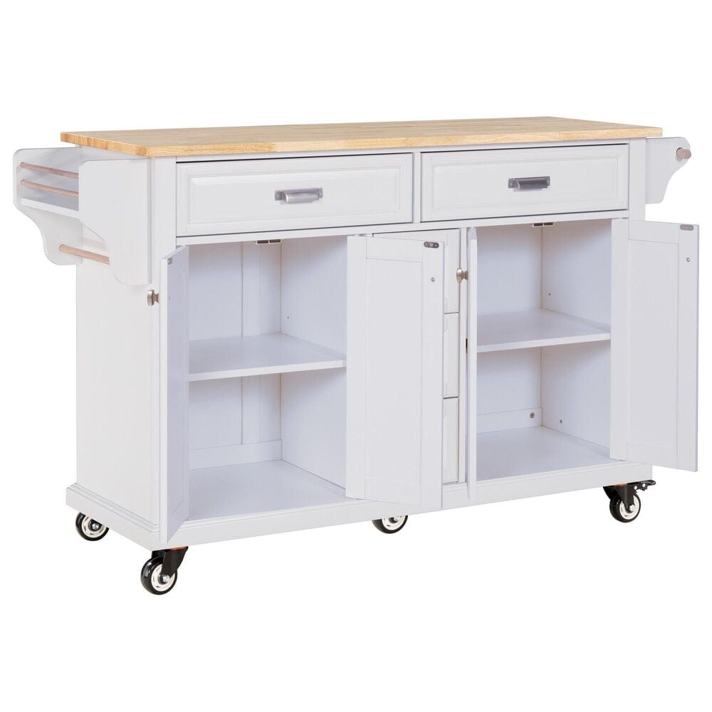 HOMLUX Kitchen Island Cart with Storage Cabinet in White, , large