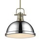 Golden Lighting Duncan 1-Light Pendant with Rod and Chrome Shade in Aged Brass, , large