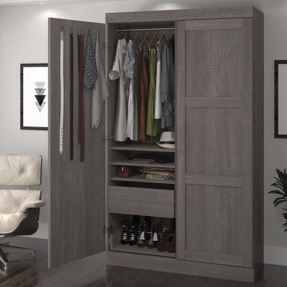 Bestar Pur Pullout Armoire In Bark Gray, , large