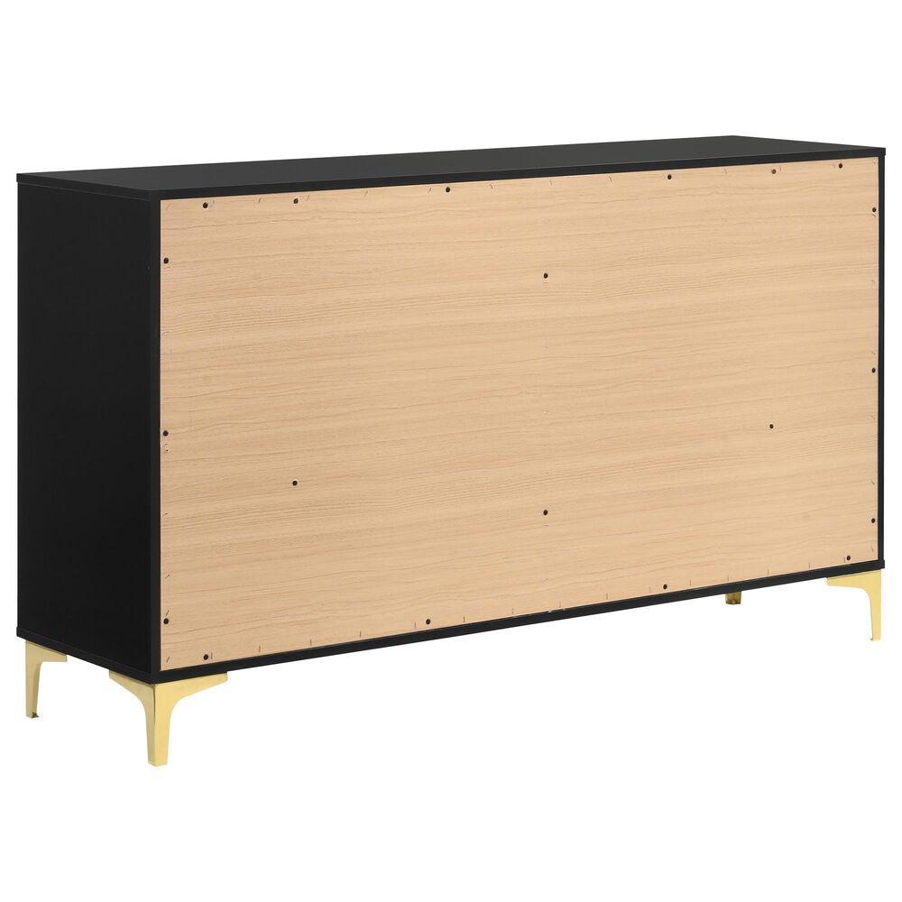 Pacific Landing Kendall 4-Piece Queen Upholstered Bedroom Set in Black and Gold, , large