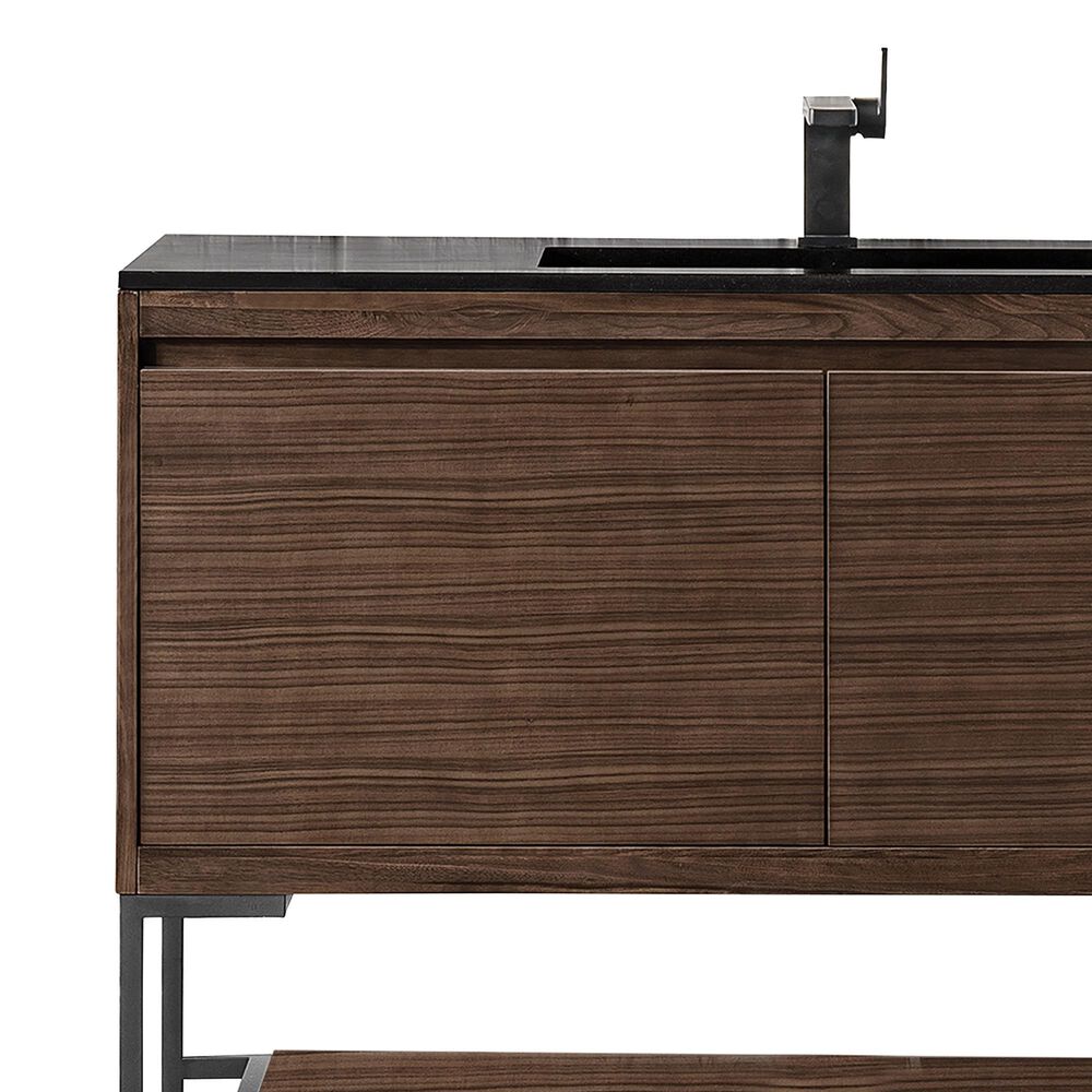 James Martin Vanities Mantova 47.3&quot; Single Vanity in Mid-Century Walnut with 3 cm Charcoal Black Composite Stone Top and Rectangular Sink, , large